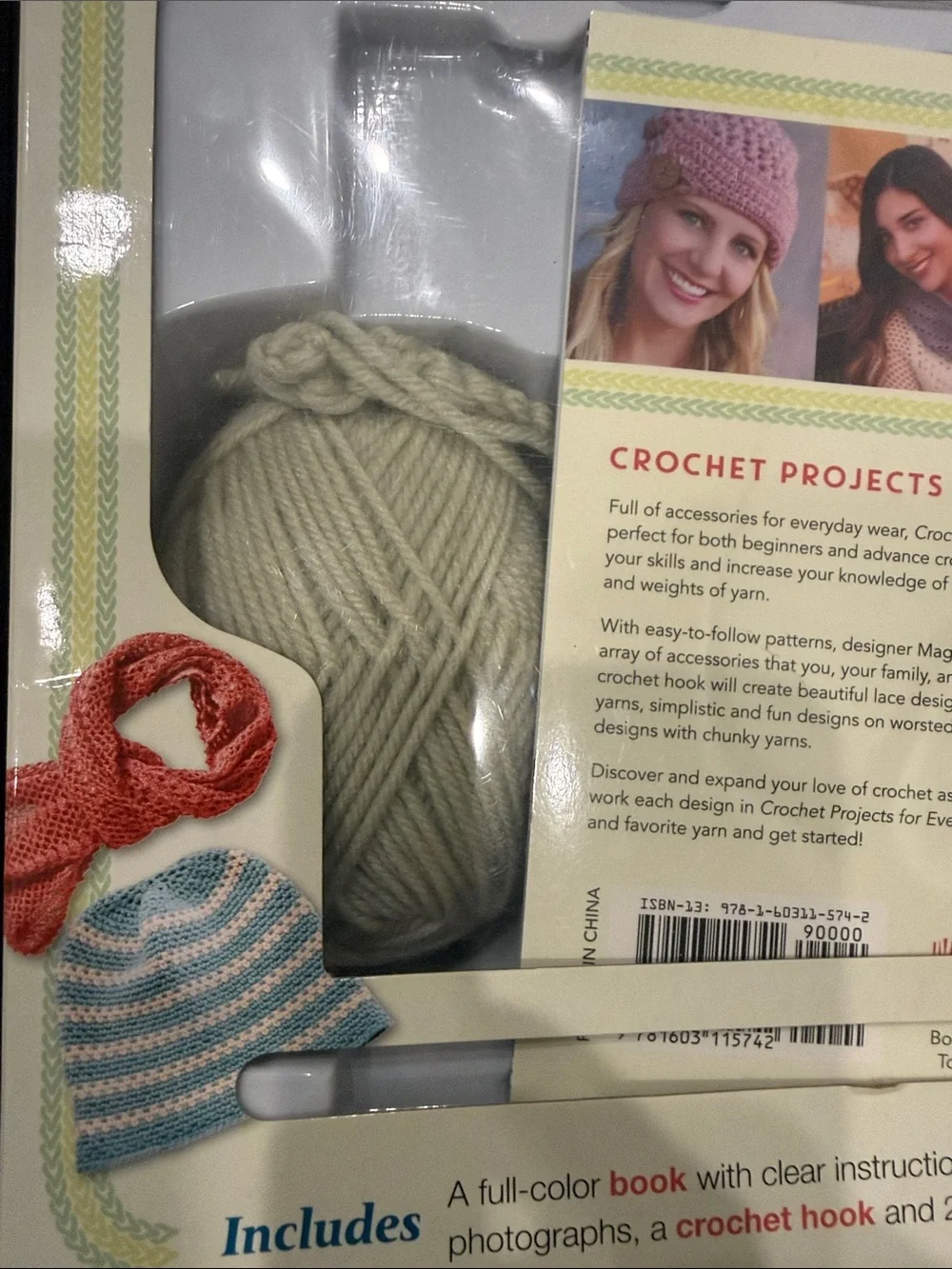 Crochet Book and Kit with Beige Yarn